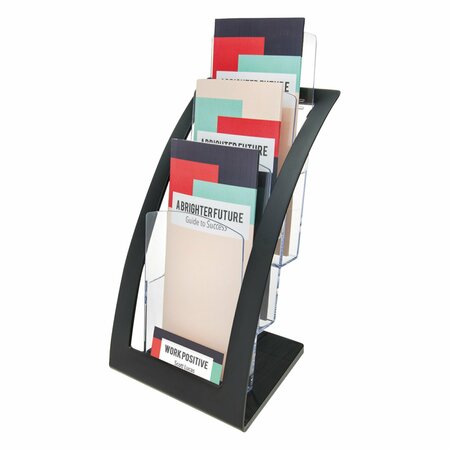 Deflecto Leaflet Holder, 3 Tier, Black DEF693604